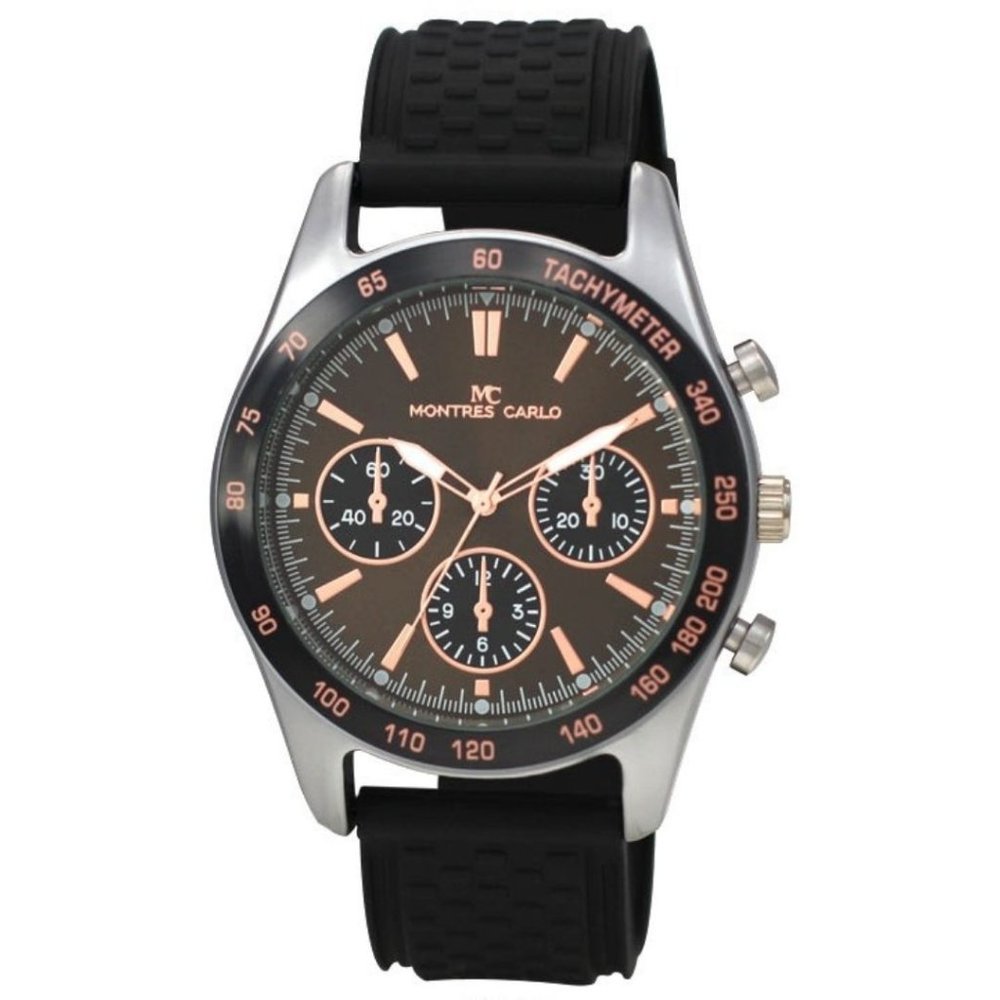 48mm Montres Carlo Classic Dress Men's Watch Silver Brown Analog Quartz Luxury